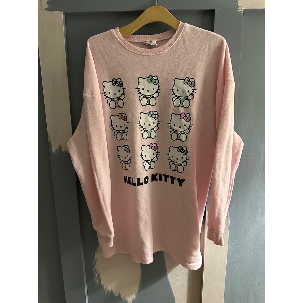 Hello Kitty‎ Grayson Social Pink Graphic Sweatshirt Womens Medium Oversized Crew